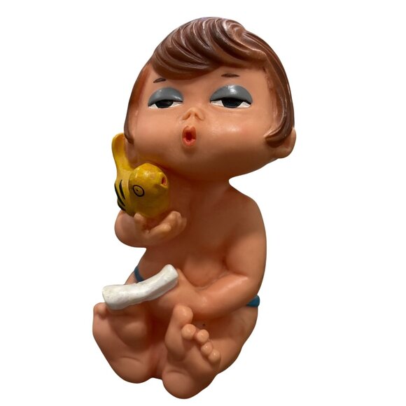 Vintage Rubber Squeaker Toy Ideal Baby Girl Singing with Bird & Music - Picture 2 of 11